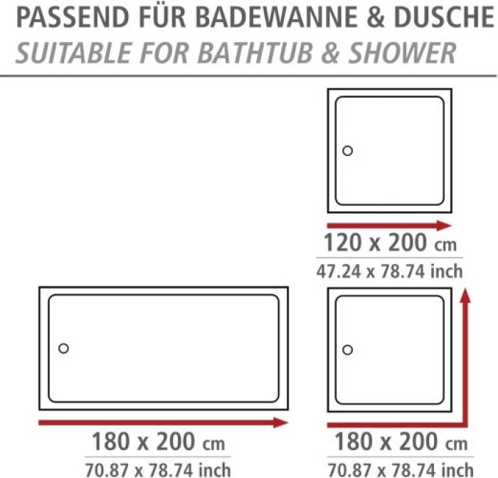WENKO Duschvorhang Portugal, mit Ringen zur Befestigung, wasserabweisend, 180 x 200 cm, 23818100
