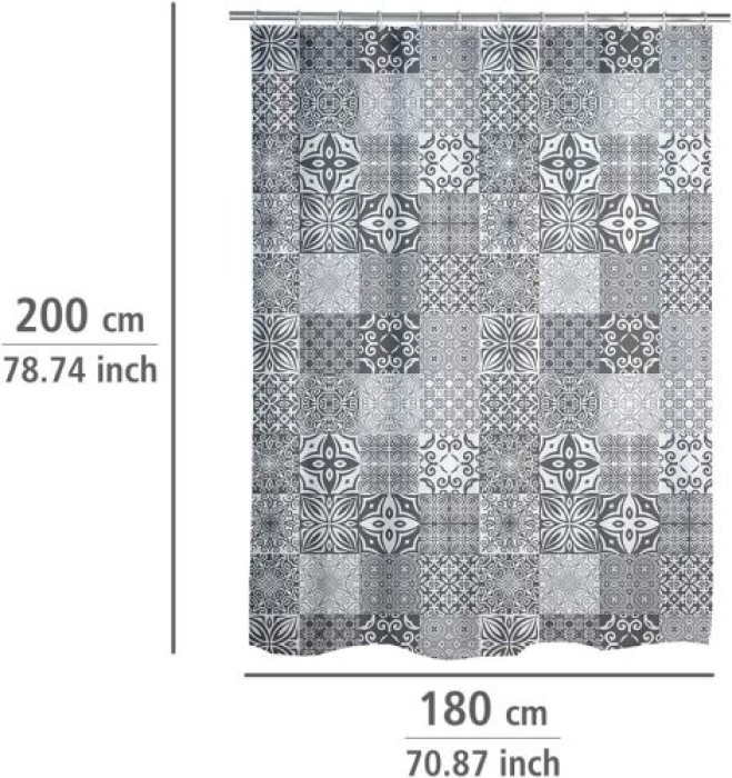 WENKO Duschvorhang Portugal, mit Ringen zur Befestigung, wasserabweisend, 180 x 200 cm, 23818100