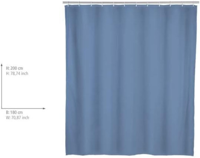 WENKO Duschvorhang Uni Blaugrau 180 x 200 cm, 24350100