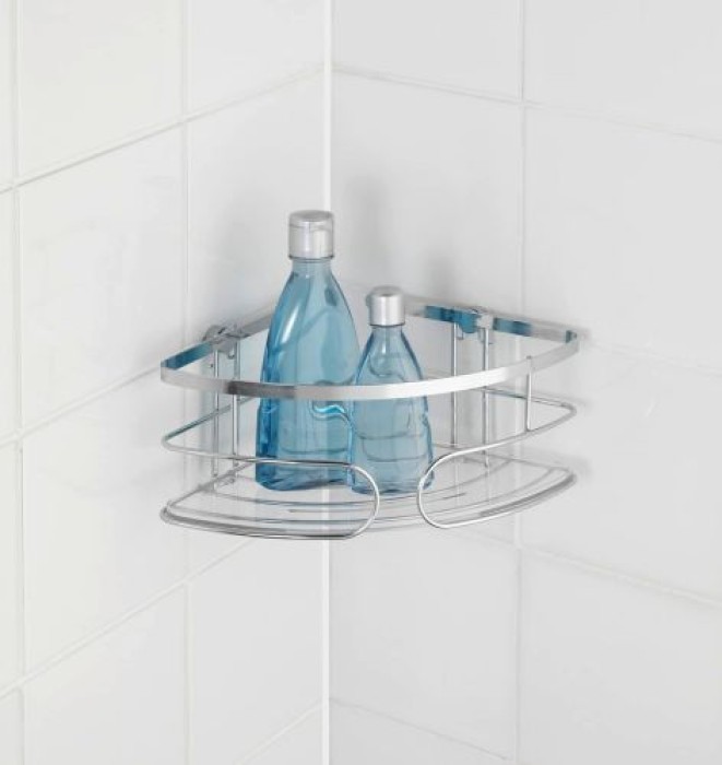 WENKO Eckablage groß Premium Edelstahl, rostfrei, 26.5 x 10 x 19 cm, 21433100