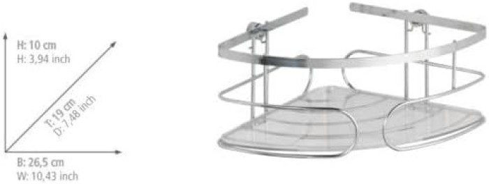 WENKO Eckablage groß Premium Edelstahl, rostfrei, 26.5 x 10 x 19 cm, 21433100