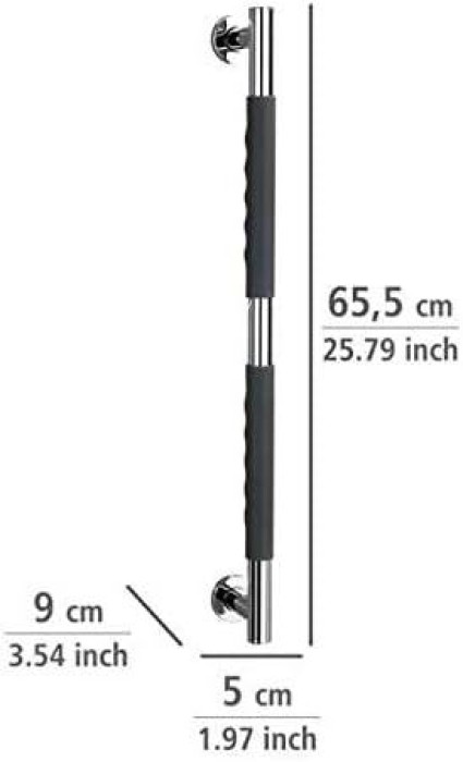 Wenko Edelstahl Wandhaltegriff Secura 65,5 cm Bad-Sicherheitsgriff, belastbar bis 120 kg, 23286100