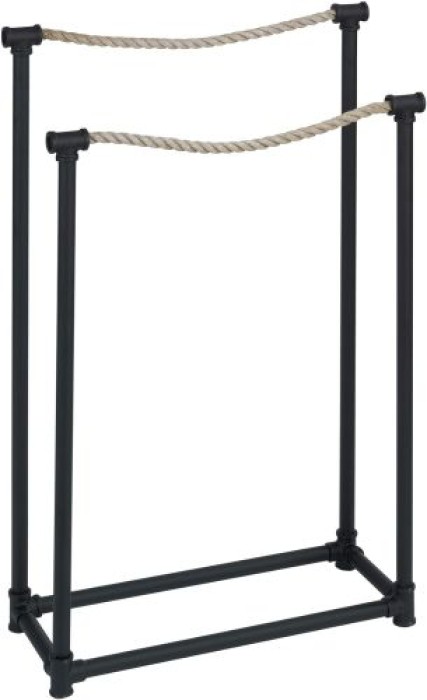 WENKO Handtuchständer Osuna Kleiderständer, 50.5 x 85.5 x 20 cm, Schwarz Metall, 23714100