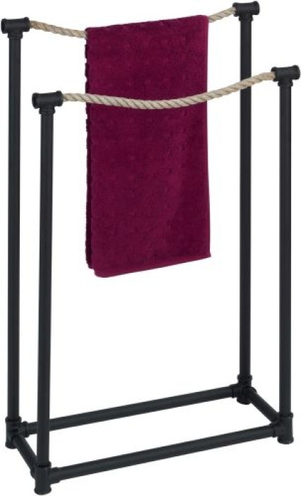 WENKO Handtuchständer Osuna Kleiderständer, 50.5 x 85.5 x 20 cm, Schwarz Metall, 23714100