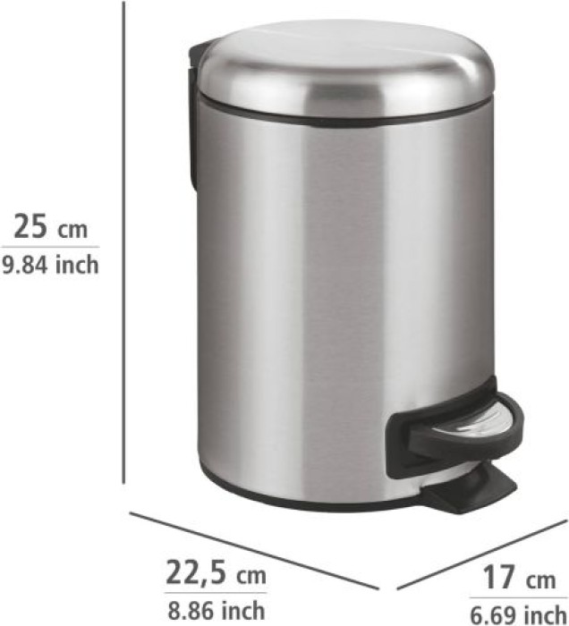 WENKO Kosmetik Treteimer Leman Easy Close, Edelstahl, 3 Liter mit herausnehmbarem Einsatz, 22702100