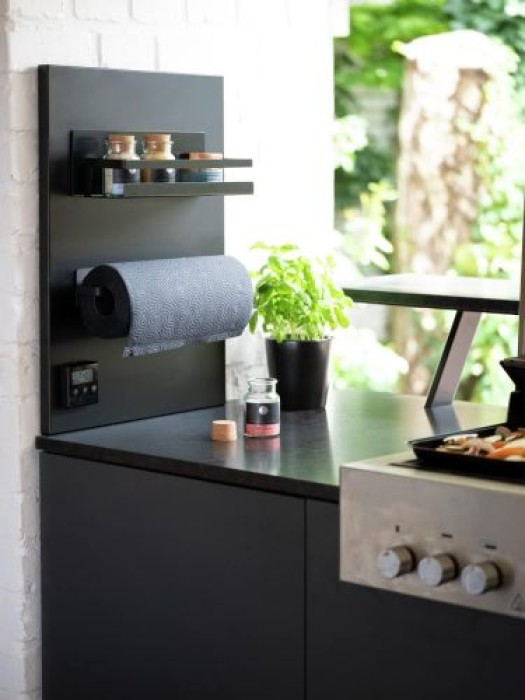 WENKO Magnetischer Küchenrollenhalter Mod. Ima Schwarz magnetisch, für gängige Küchenrollen, 55013100