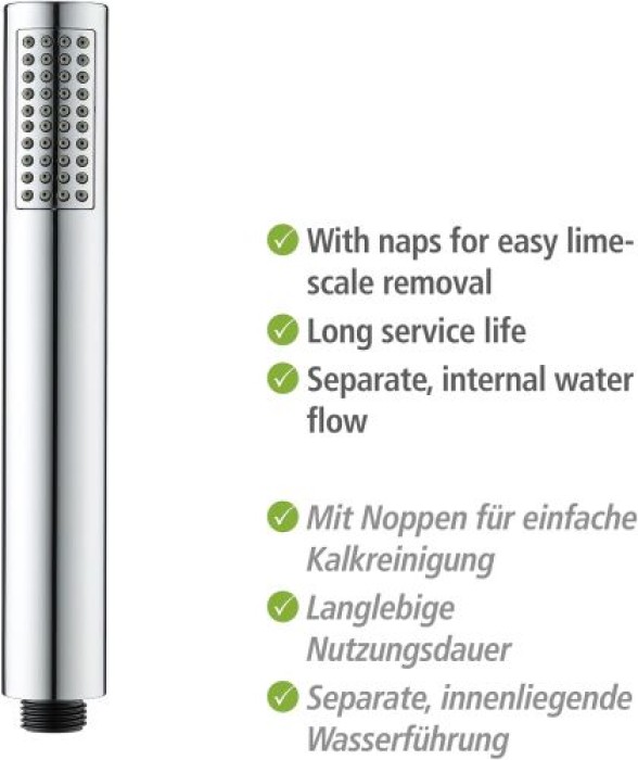 WENKO Mod. Basic Line Duschkopf Set Wanne, 3-teilig klassische Stab-Handbrause,24919100