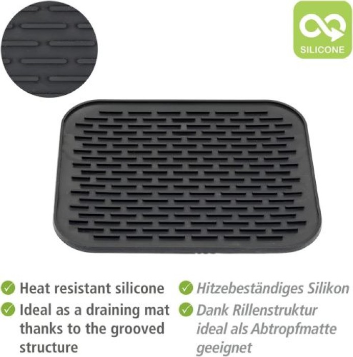 WENKO Silikonablage Mod. Minu Schwarz aus hitzebeständigem Silikon, 55006100