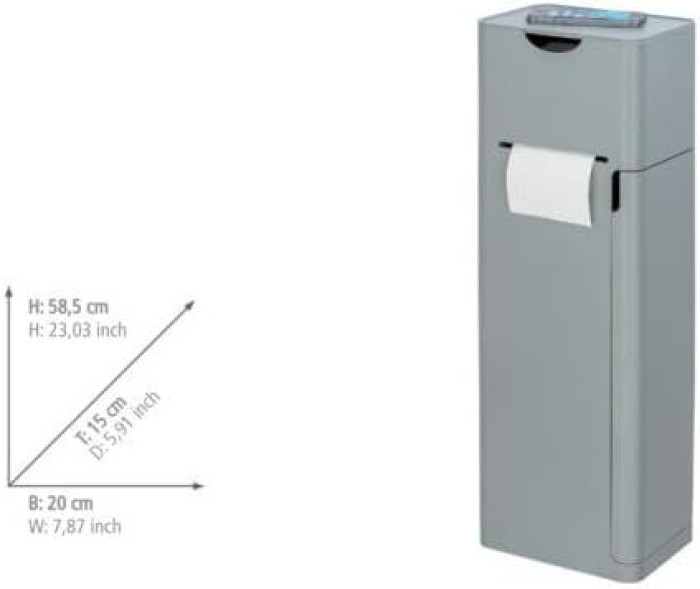 WENKO Stand WC-Garnitur Mod. Imon 6 in 1 Grau matt mit Ablage, 24213100