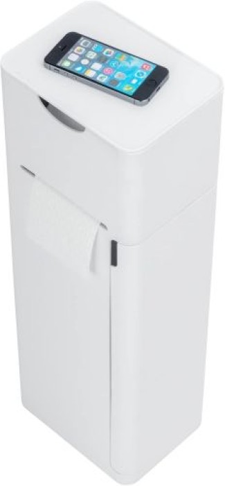 WENKO Stand WC-Garnitur Mod. Imon 6 in 1 Weiß matt, integrierter Toilettenpapierhalter, WC-Bürstenhalter, Ersatzrollenhalter, Stauraumfächer und Ablage,24212100