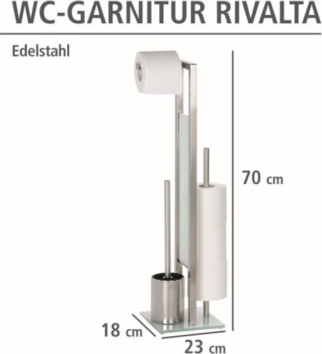 WENKO Stand WC-Garnitur Rivalta, in rostfreier Edelstahl-Qualität, 23 x 70 x 18 cm, 21564100