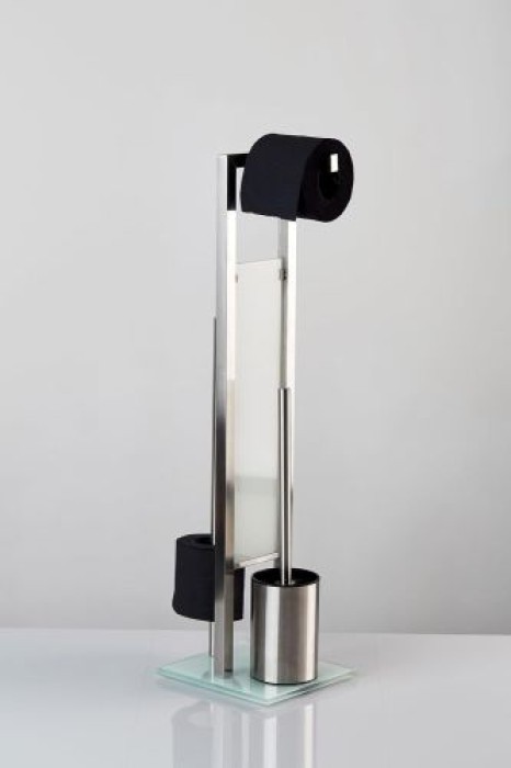 WENKO Stand WC-Garnitur Rivalta, in rostfreier Edelstahl-Qualität, 23 x 70 x 18 cm, 21564100