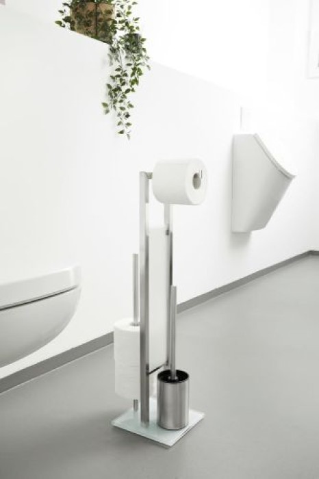 WENKO Stand WC-Garnitur Rivalta, in rostfreier Edelstahl-Qualität, 23 x 70 x 18 cm, 21564100