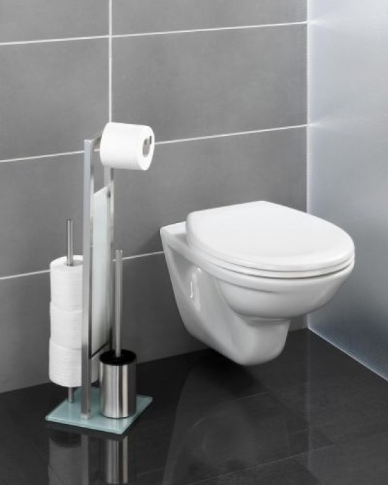 WENKO Stand WC-Garnitur Rivalta, in rostfreier Edelstahl-Qualität, 23 x 70 x 18 cm, 21564100