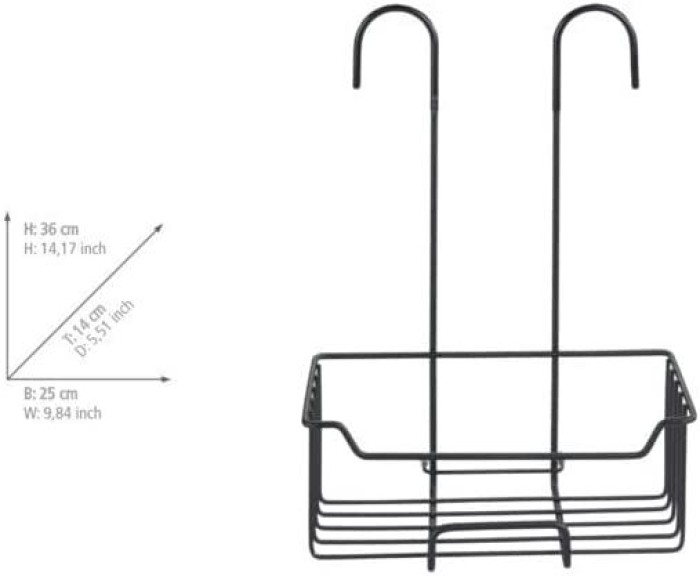 WENKO Thermostat-Dusch-Caddy Milo, rostfreies Edelstahl, Schwarz matt, 24525100