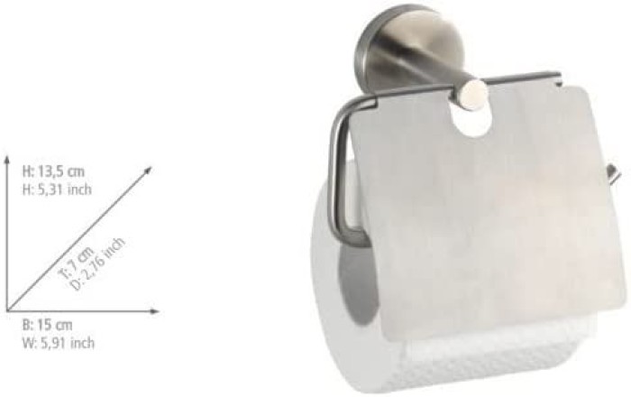 WENKO Toilettenpapierhalter mit Deckel Bosio Edelstahl matt, 19648100