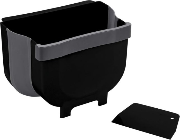 WENKO Tür-Abfalleimer Mod. Fago 5 L Schwarz faltbarer Mülleimer für Küchenabfälle, 55028100