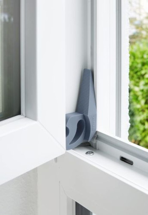WENKO Türstopper und Fensterstopper Multi-STOP® Blau-Grau für Türen, Fenster und Schubladen, 50513100