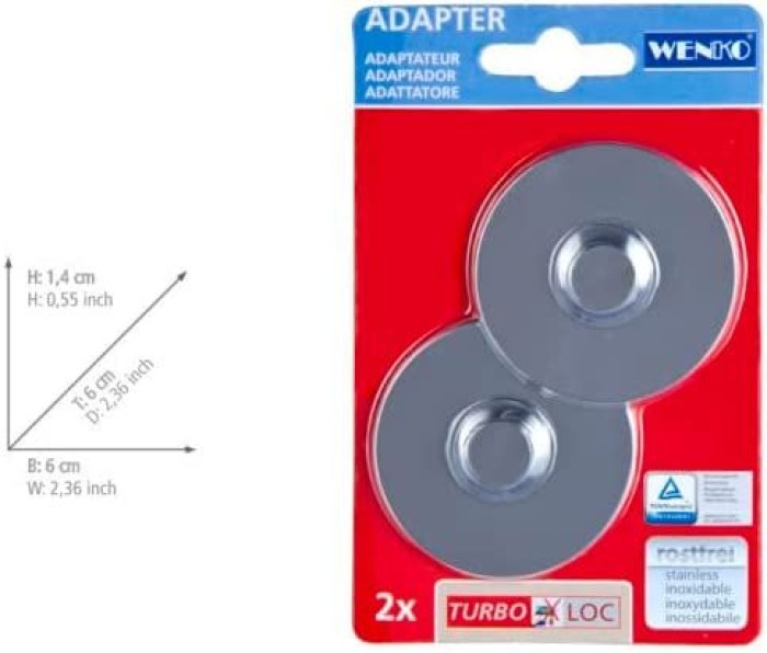 WENKO Turbo-Loc® Adapter Premium/Classic/Style - Befestigen ohne bohren, Kunststoff, 20646100