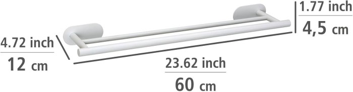 WENKO Turbo-Loc® Badetuchstange Duo Mod. Orea White matt, 60 cm aus rostfreiem Edelstahl, 26005100