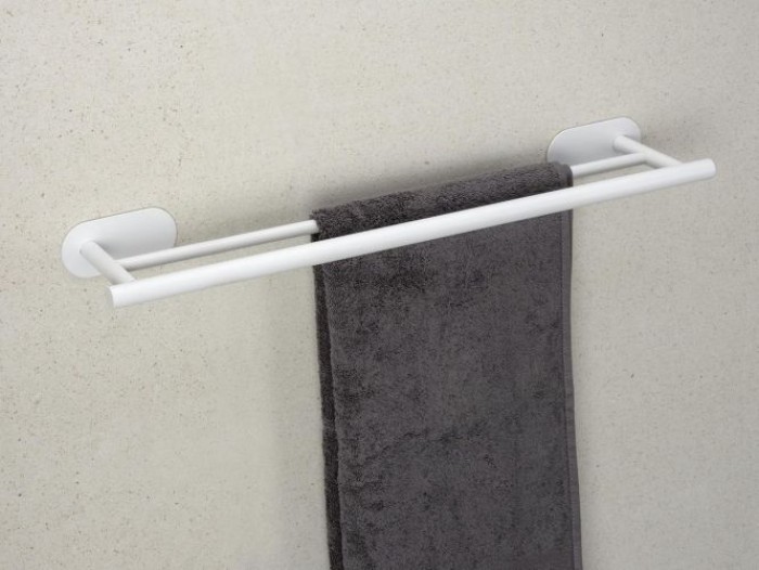 WENKO Turbo-Loc® Badetuchstange Duo Mod. Orea White matt, 60 cm aus rostfreiem Edelstahl, 26005100