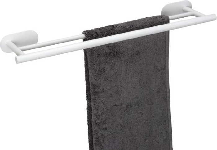 WENKO Turbo-Loc® Badetuchstange Duo Mod. Orea White matt, 60 cm aus rostfreiem Edelstahl, 26005100