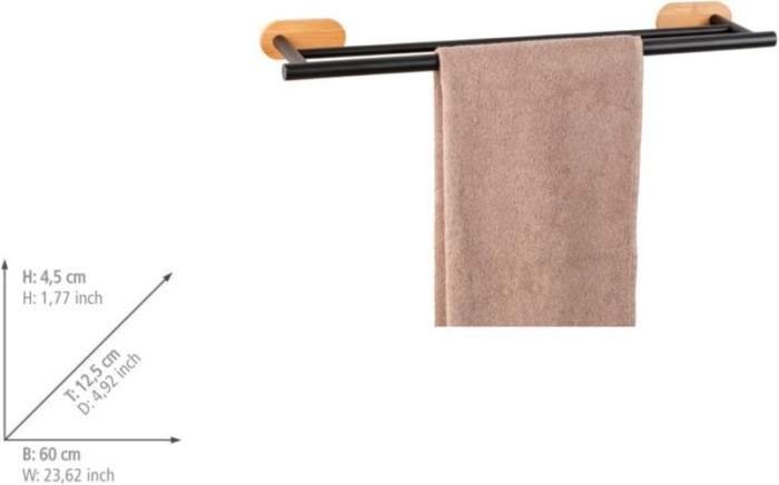 Wenko Turbo-Loc® Badetuchstange Mod. Orea Duo Bamboo Befestigung ohne bohren, 25370100
