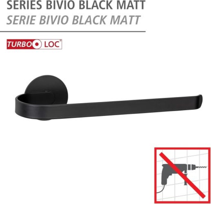 WENKO Turbo-Loc® Handtuchhalter Mod. Bivio Black matt aus Aluminium, 26173100