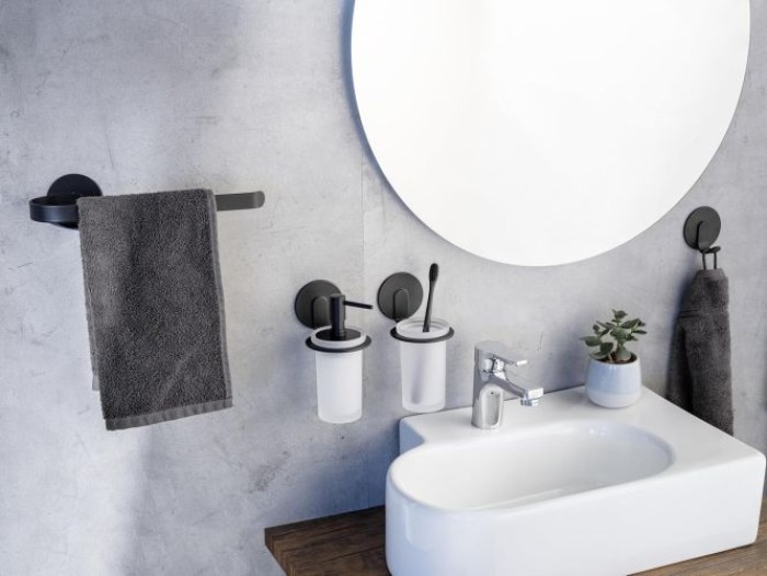 WENKO Turbo-Loc® Handtuchhalter Mod. Bivio Black matt aus Aluminium, 26173100