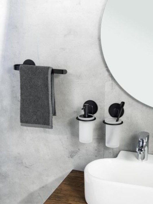 WENKO Turbo-Loc® Handtuchhalter Mod. Bivio Black matt aus Aluminium, 26173100