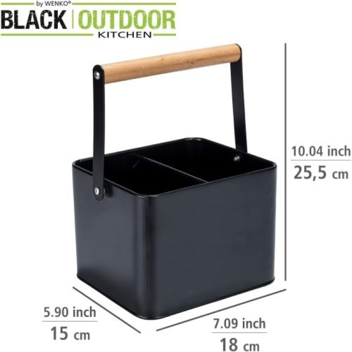 WENKO Utensilienkorb Mod. Baco Schwarz robuster Tragekorb, 55023100