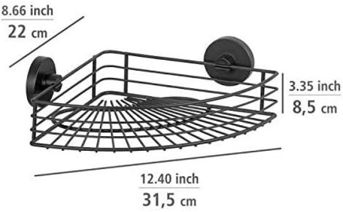 WENKO Vacuum-Loc® Eckablage Bari schwarz Wandablage, Befestigen ohne bohren, 24735100