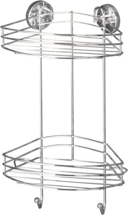 WENKO Vacuum-Loc® Eckregal 2 Etagen, Silber, 23 x 43 x 21 cm, 20885100