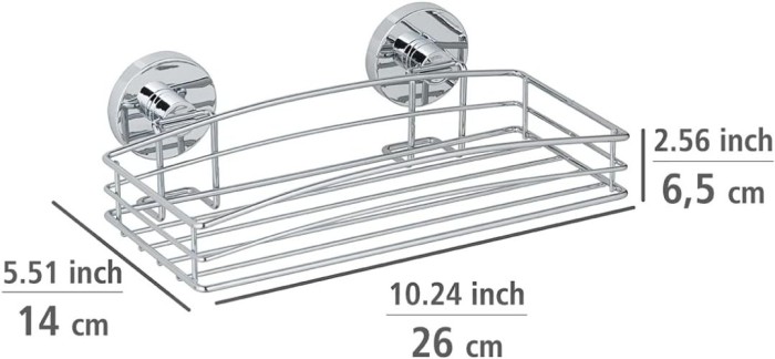 WENKO Vacuum-Loc® Wandablage, Befestigen ohne bohren aus hochglanzpoliertem, verchromtem Stahl, 20883100