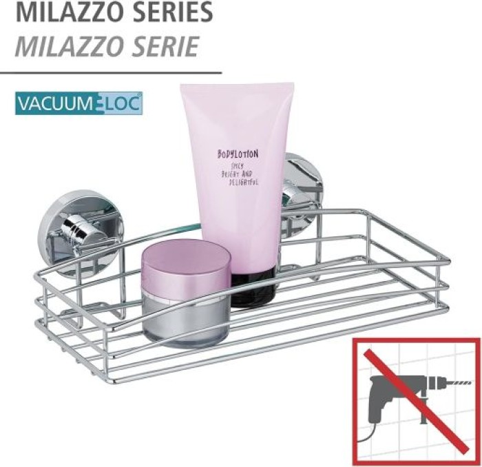 WENKO Vacuum-Loc® Wandablage, Befestigen ohne bohren aus hochglanzpoliertem, verchromtem Stahl, 20883100