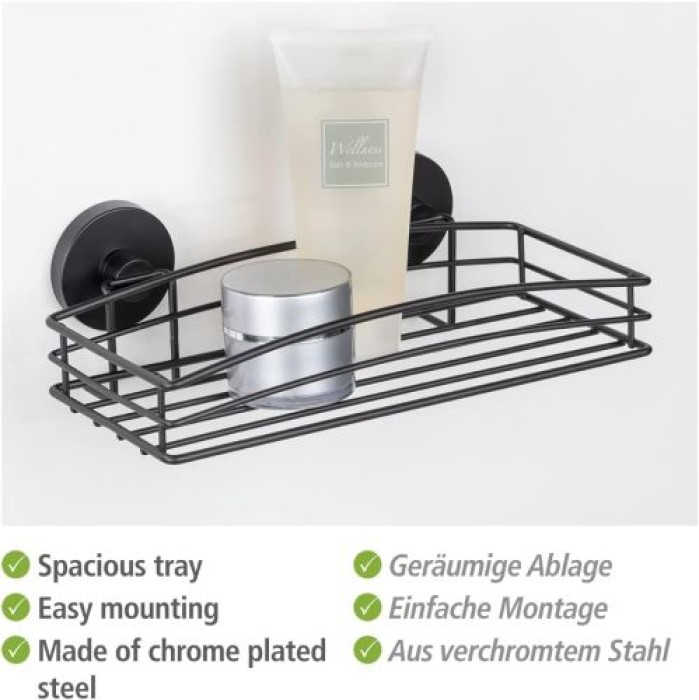 WENKO Vacuum-Loc® Wandablage Schwarz Wandablage, Befestigen ohne bohren, 24732100