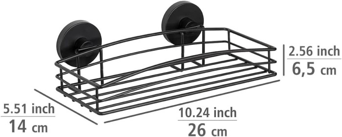 WENKO Vacuum-Loc® Wandablage Schwarz Wandablage, Befestigen ohne bohren, 24732100