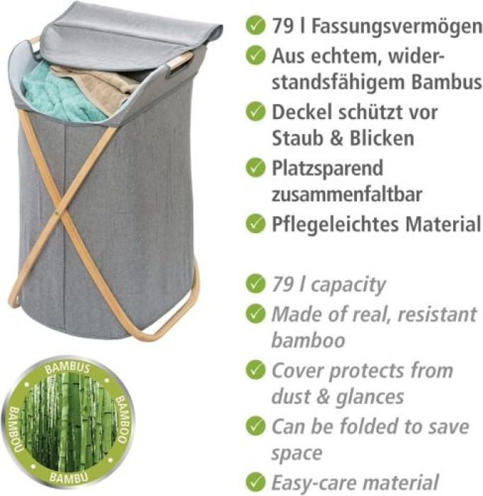 WENKO Wäschesammler Bahari, 79 Liter, 40 x 68 x 46 cm, 62211100