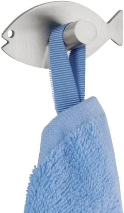 WENKO Wandhaken Fisch, 2er Set selbstklebend, Edelstahl rostfrei, 4466040100