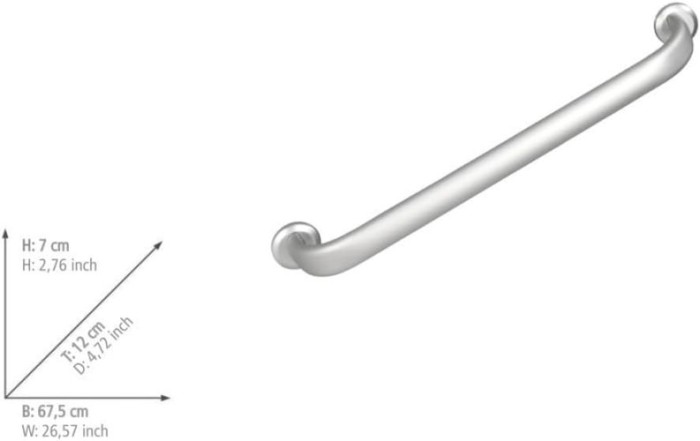 WENKO Wandhaltegriff Secura Premium 63 cm bis 120 kg belastbar, 23739100