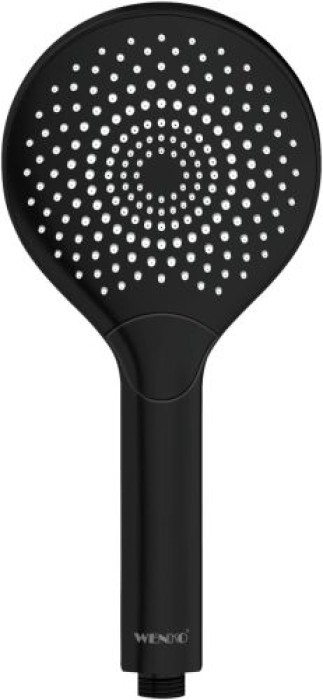 WENKO Wasserspar Duschkopf Watersaving, Handbrause mit Wasserspar-System, 3 Strahlarten, Ø 12 cm, ABS, Schwarz matt 24925100