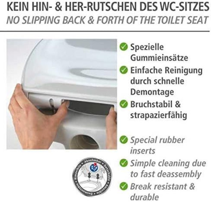 WENKO WC-Sitz Mod. Ottana hygienischer Premium Toilettensitz mit Absenkautomatik in Granitfarbe, 18902100