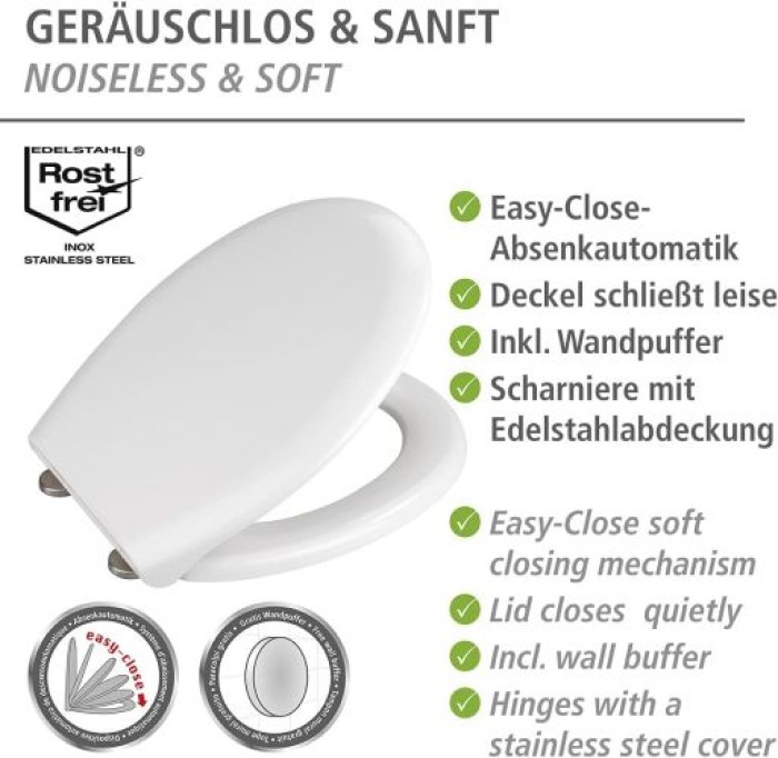 WENKO WC-Sitz Rieti Weiß Duroplast, mit Absenkautomatik, Weiß, 22882100