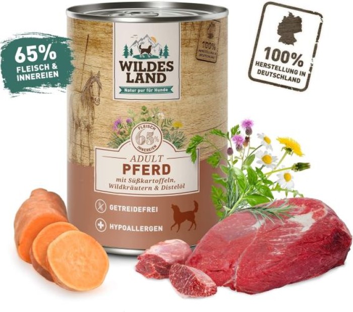 Wildes Land Classic Adult, Pferd mit Süßkartoffeln, 800g Dose, WL58214