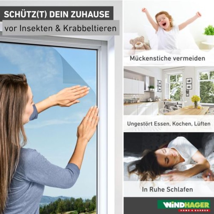Windhager Fliegengitter, inkl. Montage-Klettband, Weiß, 150 x 180 cm, 03478