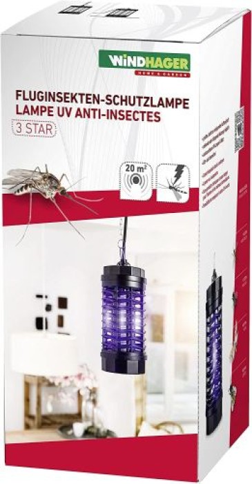 Windhager Insektenvernichter 3-STAR, UV-Lampe, gift- und chemiefrei, Schwarz, bis zu 20m², 03506