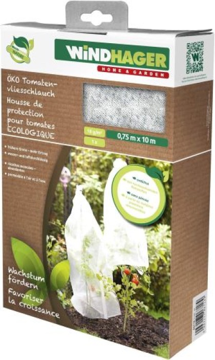 Windhager ÖKO-Tomatenvliesschlauch, erdölfrei, 18 g/m², 0,75 x 10 m, weiß, 6718