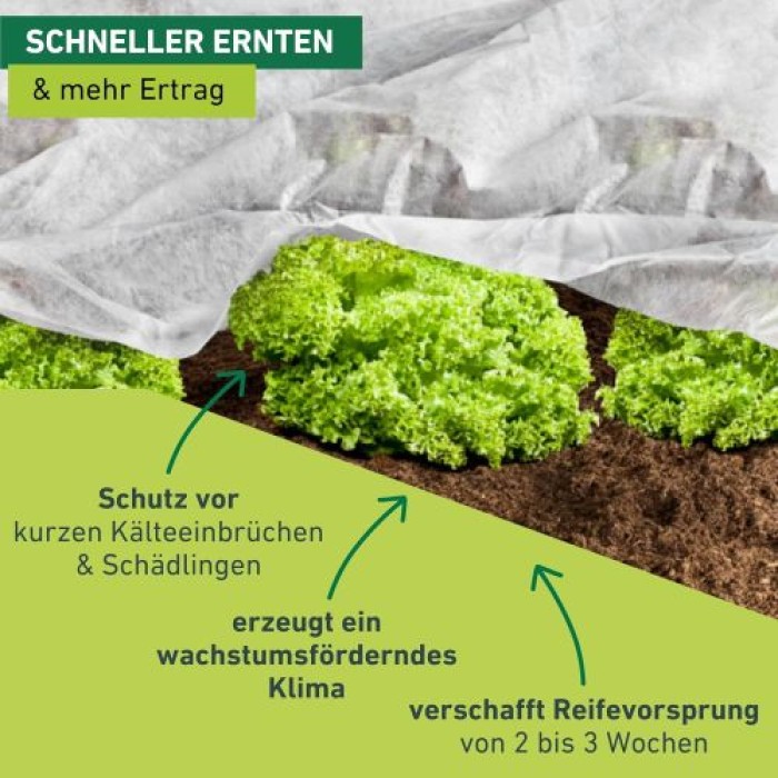 Windhager ÖKO-Wachstumsvlies, steigert den Ernte-Ertrag, 18 g/m², 5 x 1,5 m, weiß,  6717