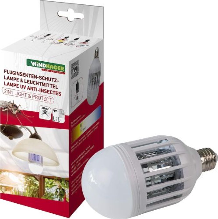 Windhager Lichtfalle-Leuchtmittel 2in1, Insektenvernichter mit integrierter LED Lampe,  03519