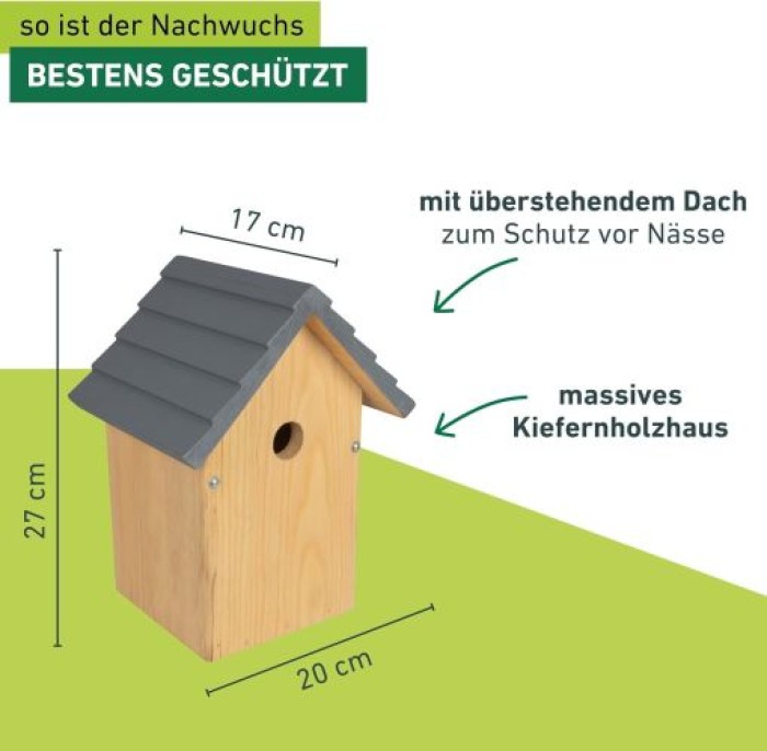 Windhager Nistkasten Cosy, Einflugloch Ø 28 mm, 27,50 x 18 x 20,50 cm, 07674